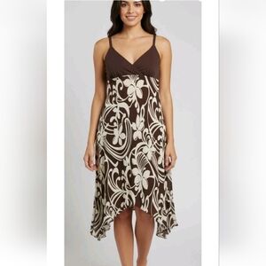 Just In Thyme Brown Floral Sleeveless Handkerchief Hem Sundress Size 14